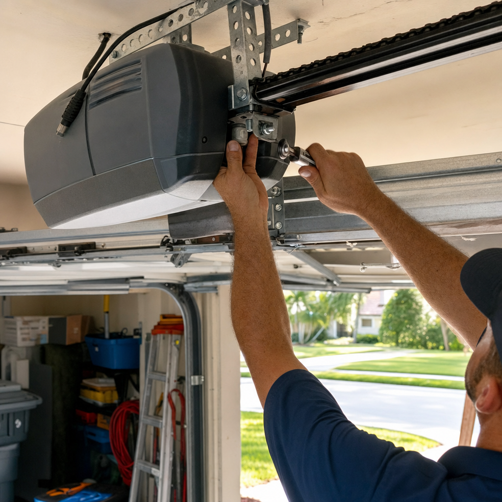 Garage door opener repair by a professional technician